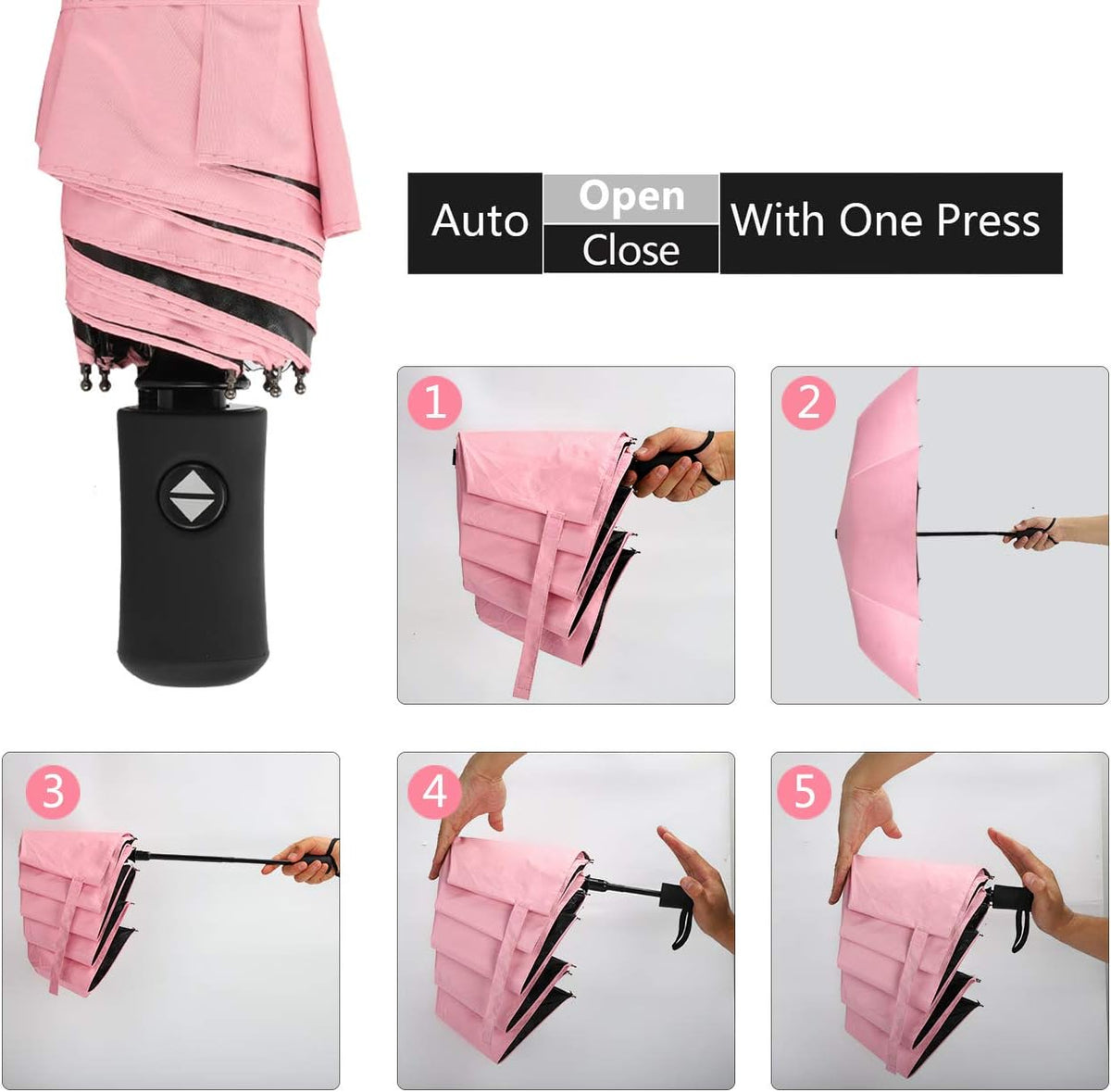 Sun Umbrella-Auto Open Close Folding Rain Umbrella,Waterproof Travel Women Parasol Automatic Umbrellas