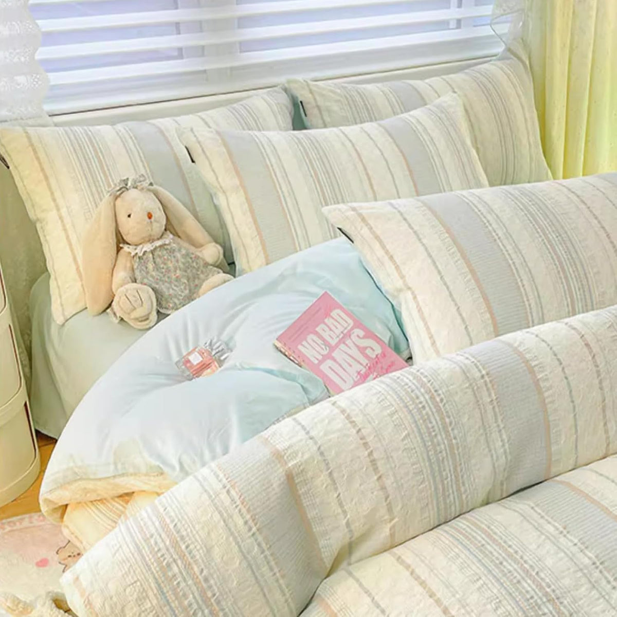 Pure Cotton Stripy Pillow Covers Set of 2, Soft Breathable Pillow Cases Bedding Essentials for Home Dorm (Queen 30" x 20",Pink Stripes)