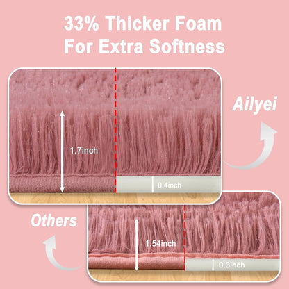 Soft Runner Rugs for Bedroom Hallways, 2x4 Blush Pink Fluffy Shag Throw Area Rug Non Slip for Bedside Dorm, Long Shaggy Furry Carpet for Nursery Living Room