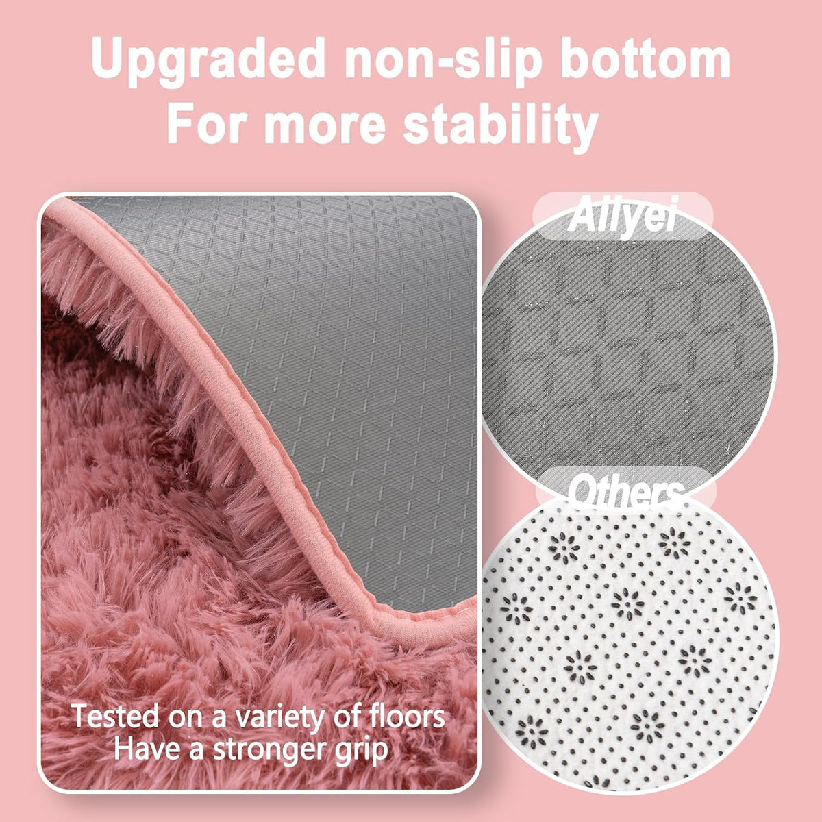 Soft Runner Rugs for Bedroom Hallways, 2x4 Blush Pink Fluffy Shag Throw Area Rug Non Slip for Bedside Dorm, Long Shaggy Furry Carpet for Nursery Living Room