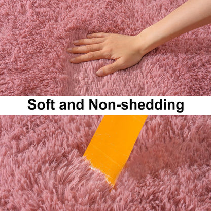 Soft Runner Rugs for Bedroom Hallways, 2x4 Blush Pink Fluffy Shag Throw Area Rug Non Slip for Bedside Dorm, Long Shaggy Furry Carpet for Nursery Living Room