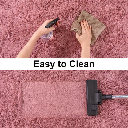 Soft Runner Rugs for Bedroom Hallways, 2x4 Blush Pink Fluffy Shag Throw Area Rug Non Slip for Bedside Dorm, Long Shaggy Furry Carpet for Nursery Living Room