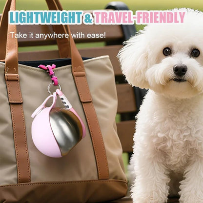 2026 New Model Pet Water Bottle-2-in-1 Portable Dog Water Bottle for Small Dogs Leak-Proof Stainless Steel Design, Ideal for Hiking, Compact Pet Drinking Bowl (Pink)