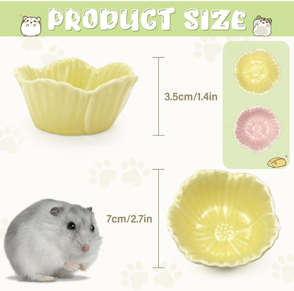 Small Ceramic Pet Hamster Bowl, Easy to Clean Anti Flipping Hamsters Food and Water Bowl, Small Animal Bowls for Dwarf Hamster, Parrots (Pink, s)