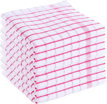 Kitchen Dish Cloths Set of 8 - Ultra Soft, Highly Absorbent, Quick-Drying Terry Cotton Dishcloths 12"x12" Inch Wash & Cleaning Cloths for Kitchen & Dishwashing (Pink)