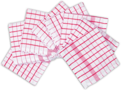 Kitchen Dish Cloths Set of 8 - Ultra Soft, Highly Absorbent, Quick-Drying Terry Cotton Dishcloths 12"x12" Inch Wash & Cleaning Cloths for Kitchen & Dishwashing (Pink)