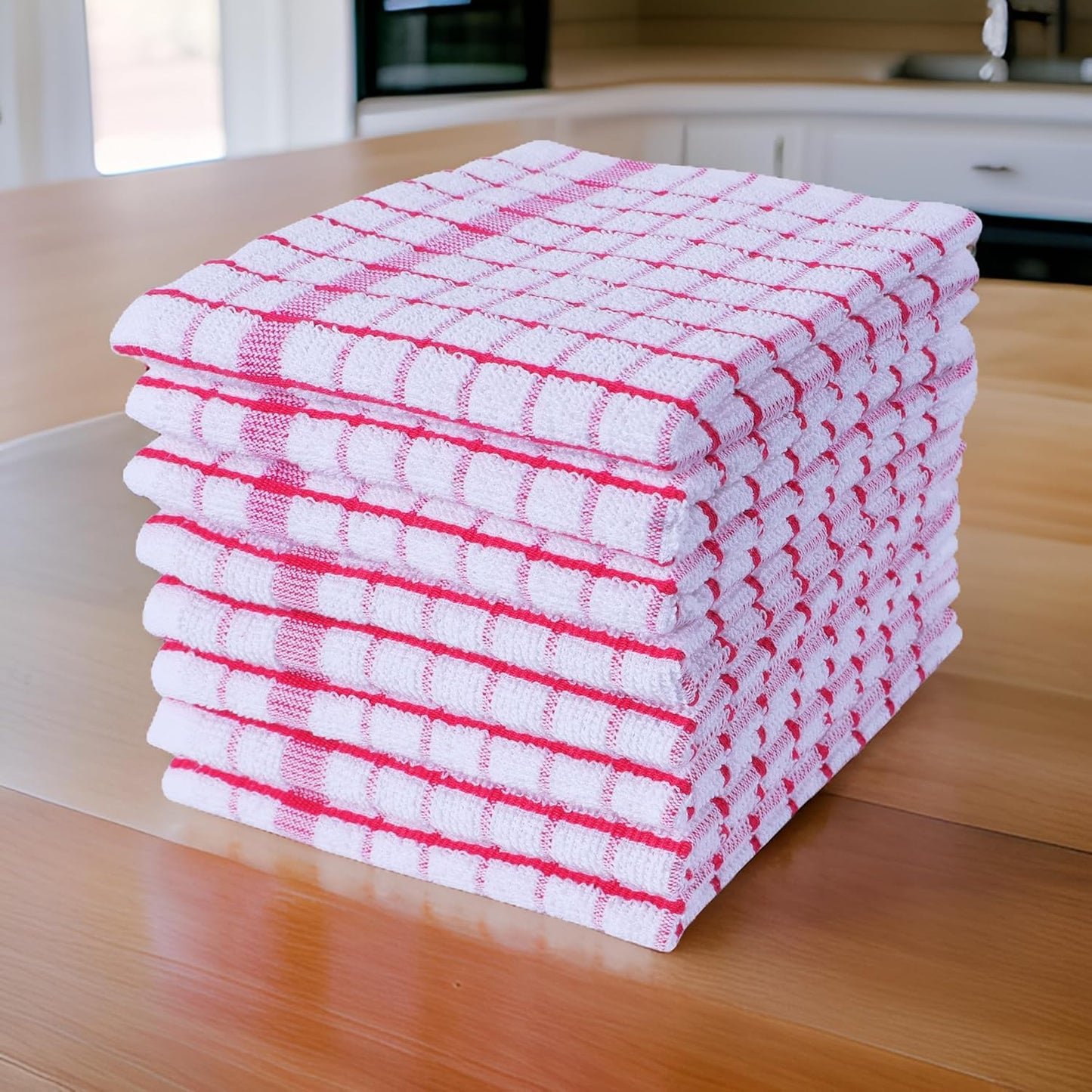Kitchen Dish Cloths Set of 8 - Ultra Soft, Highly Absorbent, Quick-Drying Terry Cotton Dishcloths 12"x12" Inch Wash & Cleaning Cloths for Kitchen & Dishwashing (Pink)
