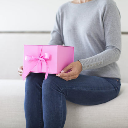 Medium Gift Box with Lid and Shredded Paper Fill (Light Pink 7 inch Box) for Anniversaries, Bridal Showers, Bachelorette, Bridesmaids Gifts, Valentine's Day, All Occasion