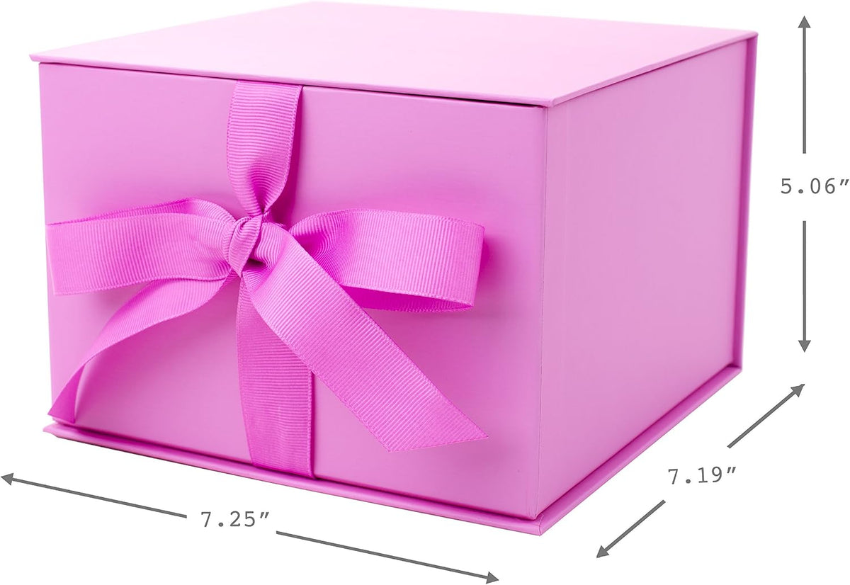 Medium Gift Box with Lid and Shredded Paper Fill (Light Pink 7 inch Box) for Anniversaries, Bridal Showers, Bachelorette, Bridesmaids Gifts, Valentine's Day, All Occasion