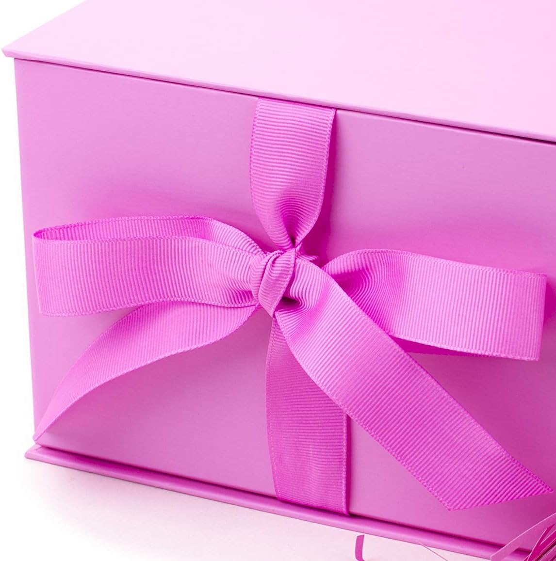 Medium Gift Box with Lid and Shredded Paper Fill (Light Pink 7 inch Box) for Anniversaries, Bridal Showers, Bachelorette, Bridesmaids Gifts, Valentine's Day, All Occasion