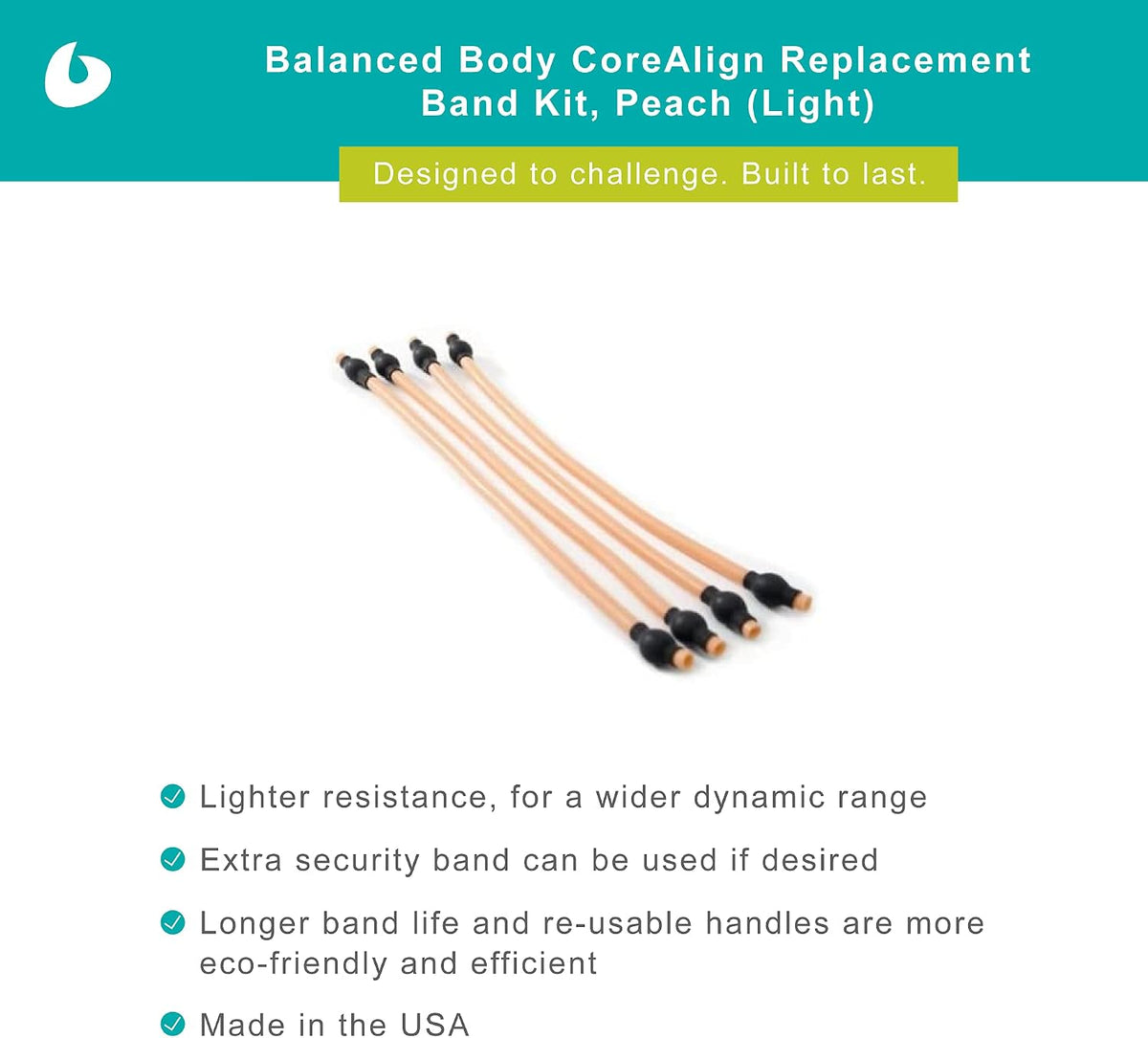 Replacement Tube Kit for CoreAlign Exercise Equipment, for Home Gym or Pilates Studio Use, 4 Bands