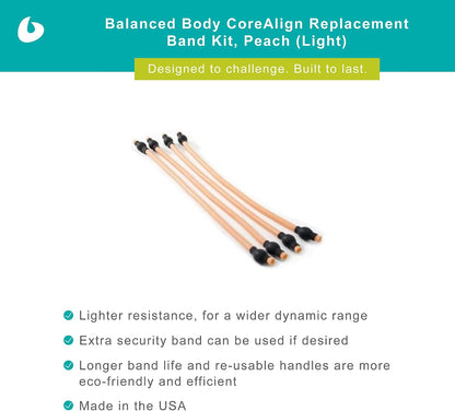 Replacement Tube Kit for CoreAlign Exercise Equipment, for Home Gym or Pilates Studio Use, 4 Bands