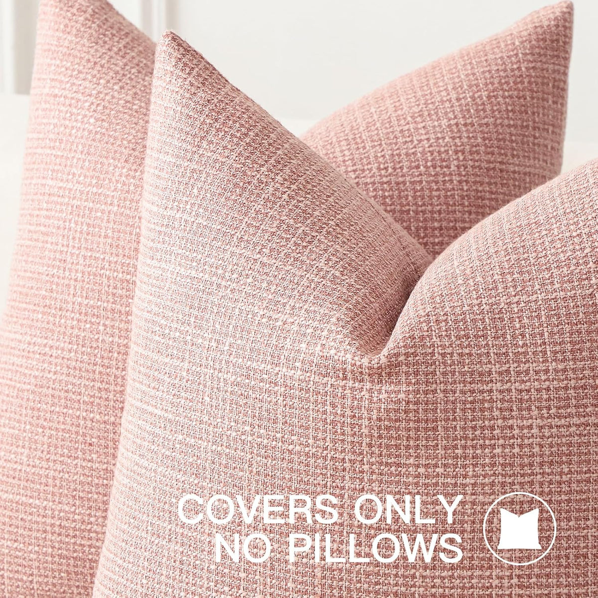Linen Throw Pillow Cover Set of 1 Decorative Square Pillowcases Cushion Covers 18x18 Inch for Home Decor Sofa Bedroom Car 45 x 45CM Pink