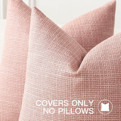 Linen Throw Pillow Cover Set of 1 Decorative Square Pillowcases Cushion Covers 18x18 Inch for Home Decor Sofa Bedroom Car 45 x 45CM Pink