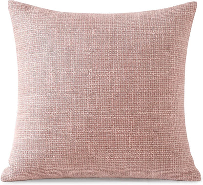 Linen Throw Pillow Cover Set of 1 Decorative Square Pillowcases Cushion Covers 18x18 Inch for Home Decor Sofa Bedroom Car 45 x 45CM Pink
