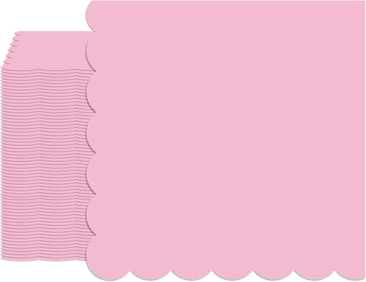 40PCS Pink Scalloped Napkins,2 Ply 6.5 x 6.5 Inch Pink Dinner Napkins Disposable Light Blush Paper Napkins Ideal for Party, Wedding,Bridal Shower & Home Gatherings