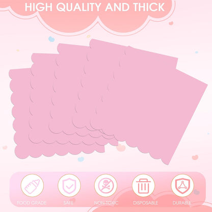 40PCS Pink Scalloped Napkins,2 Ply 6.5 x 6.5 Inch Pink Dinner Napkins Disposable Light Blush Paper Napkins Ideal for Party, Wedding,Bridal Shower & Home Gatherings