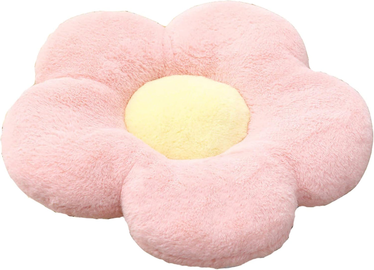 Cute Flower Cushion Plush Floor Pillow Casual Comfortable Pillow Office Living Room Bed Decoration Cushion Simple Room Decoration (Pink, 40cm)