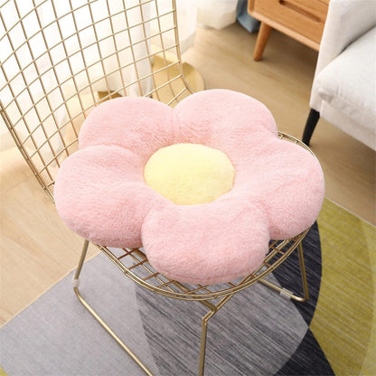 Cute Flower Cushion Plush Floor Pillow Casual Comfortable Pillow Office Living Room Bed Decoration Cushion Simple Room Decoration (Pink, 40cm)