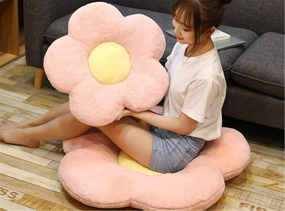 Cute Flower Cushion Plush Floor Pillow Casual Comfortable Pillow Office Living Room Bed Decoration Cushion Simple Room Decoration (Pink, 40cm)