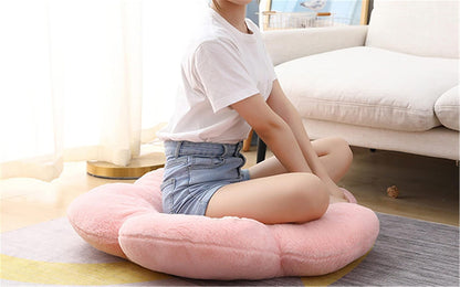 Cute Flower Cushion Plush Floor Pillow Casual Comfortable Pillow Office Living Room Bed Decoration Cushion Simple Room Decoration (Pink, 40cm)