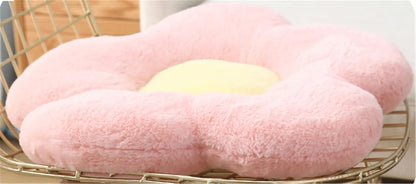 Cute Flower Cushion Plush Floor Pillow Casual Comfortable Pillow Office Living Room Bed Decoration Cushion Simple Room Decoration (Pink, 40cm)