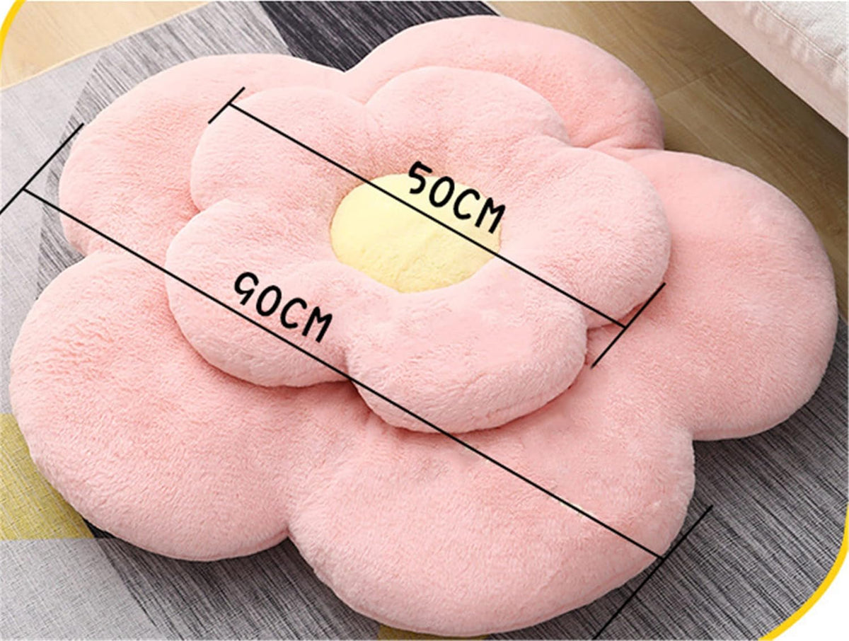 Cute Flower Cushion Plush Floor Pillow Casual Comfortable Pillow Office Living Room Bed Decoration Cushion Simple Room Decoration (Pink, 40cm)