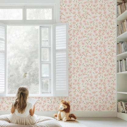 JiffDiff Pink Daisy Peel and Stick , Floral Self-Adhesive Contact Paper for Bedroom, Bathroom and Cabinets Wall Decor(118" X 17.3", Pink Floral)