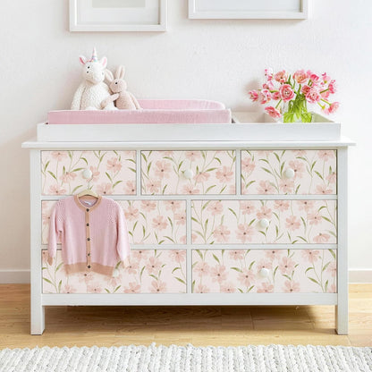 JiffDiff Pink Daisy Peel and Stick , Floral Self-Adhesive Contact Paper for Bedroom, Bathroom and Cabinets Wall Decor(118" X 17.3", Pink Floral)