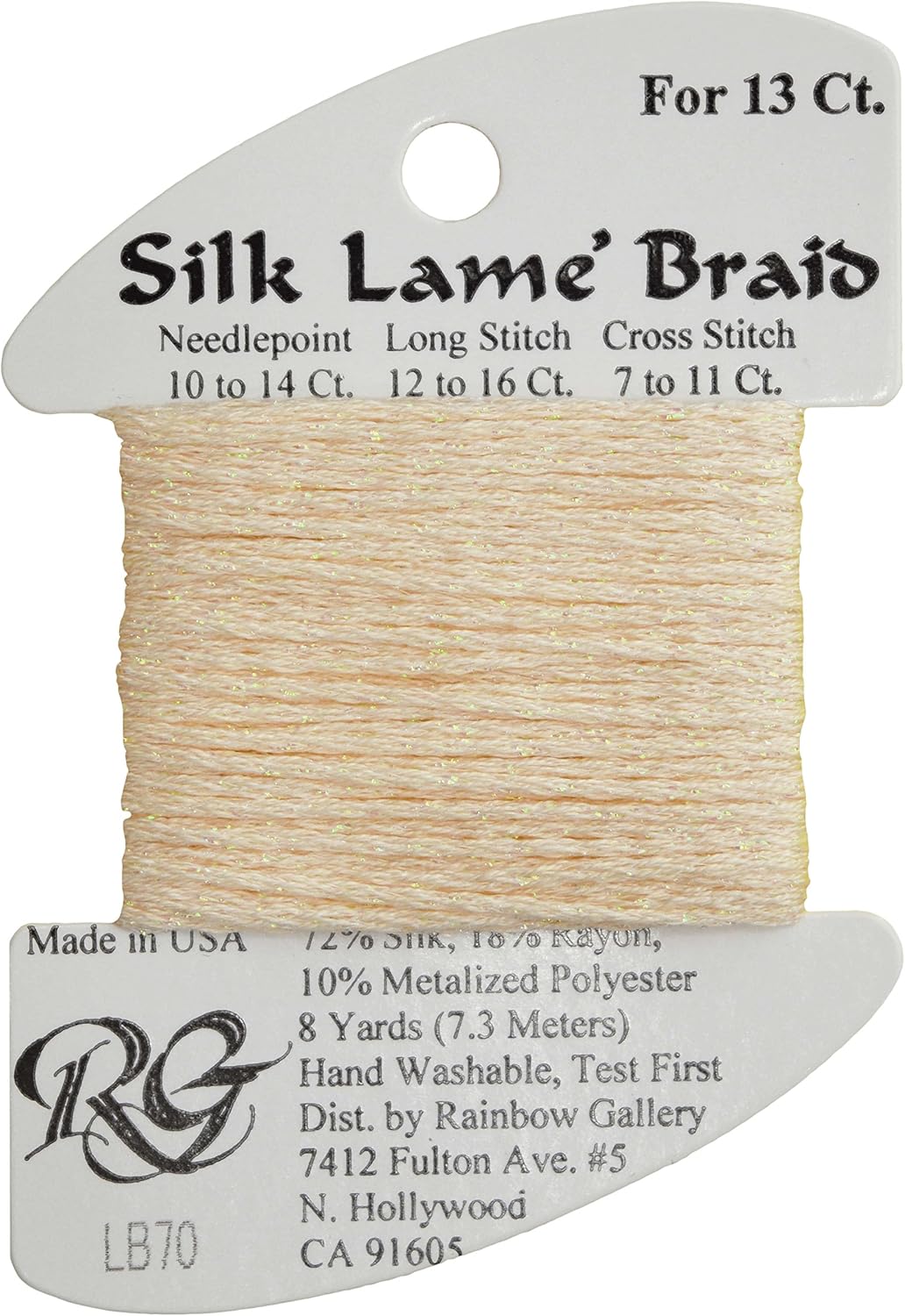 Rainbow Gallery Metallic Needlepoint Thread Pinks, Lite Peach - LB70