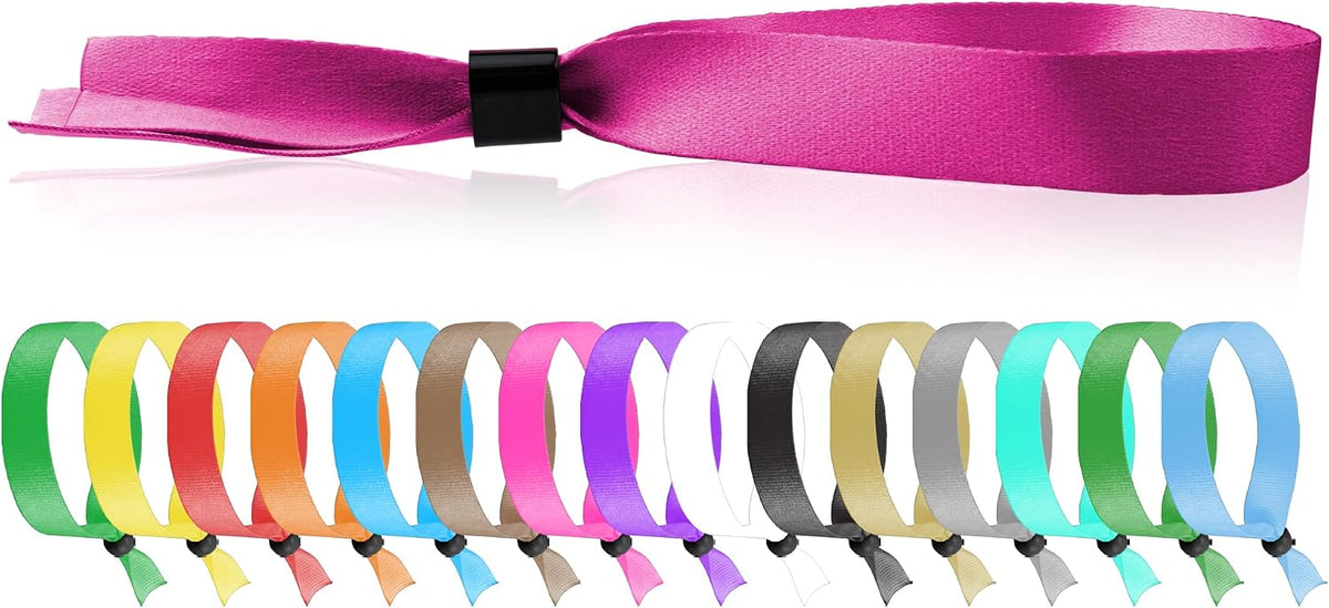 100 Cloth Event Wristbands - Pink Fabric Bracelets Wrist Bands for Concerts Festival Admission Party 13 ½” x ½”