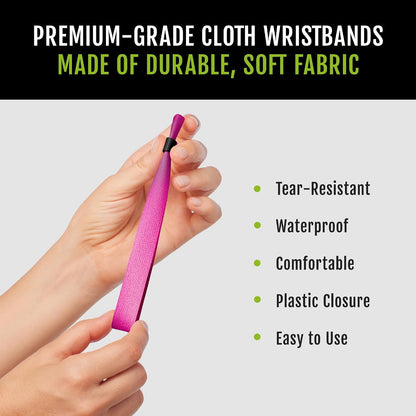 100 Cloth Event Wristbands - Pink Fabric Bracelets Wrist Bands for Concerts Festival Admission Party 13 ½” x ½”