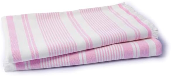 Turkish Bath & Beach Towels - 2 Pack (36"x71"), Quick-Dry Cotton Peshtemal for Bath, Beach, Travel, Absorbent, Lightweight, Bathroom, Hammam, and Spa Towels with Eyelash Fringe, Pink