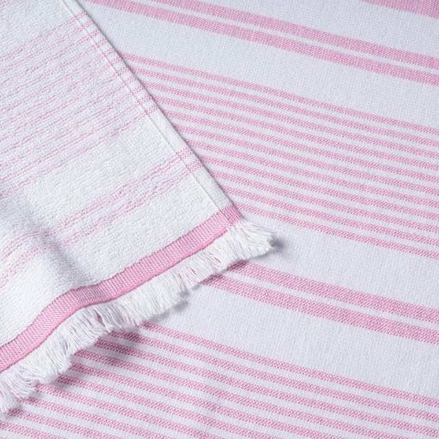 Turkish Bath & Beach Towels - 2 Pack (36"x71"), Quick-Dry Cotton Peshtemal for Bath, Beach, Travel, Absorbent, Lightweight, Bathroom, Hammam, and Spa Towels with Eyelash Fringe, Pink