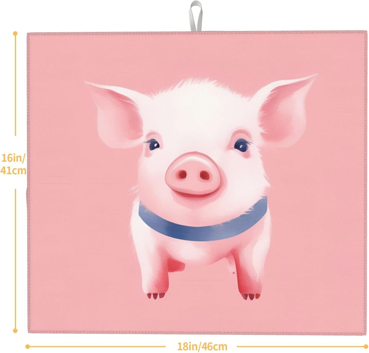 Pink Pig Watercolor Dish Drying Mat For Kitchen Counter Dry Mats Microfiber Dish Drainer Mat Protector Pad Absorbent Fast Drying Kitchen Must-Have 16x18 Inch