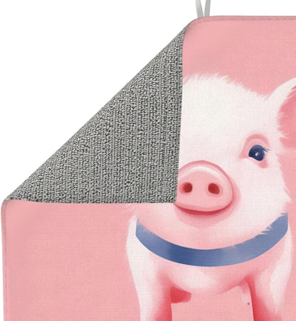 Pink Pig Watercolor Dish Drying Mat For Kitchen Counter Dry Mats Microfiber Dish Drainer Mat Protector Pad Absorbent Fast Drying Kitchen Must-Have 16x18 Inch