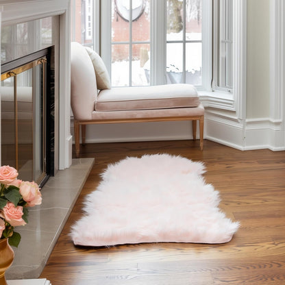 Ultra Soft & Fluffy Faux Sheepskin Rug, Light Pink 2 x 4 Feet Sheepskin Carpet for Bedroom Living Room