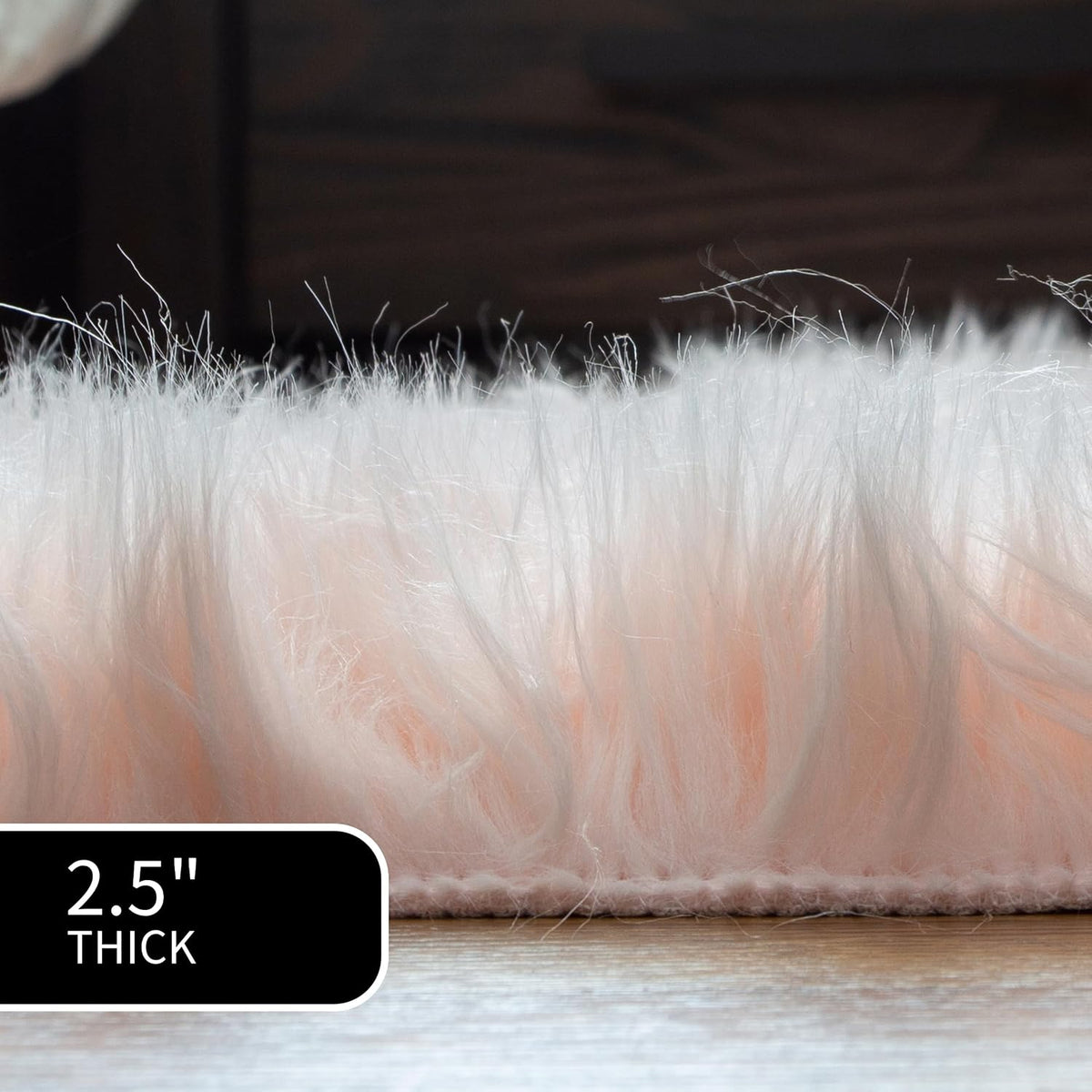 Ultra Soft & Fluffy Faux Sheepskin Rug, Light Pink 2 x 4 Feet Sheepskin Carpet for Bedroom Living Room