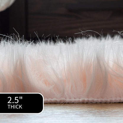 Ultra Soft & Fluffy Faux Sheepskin Rug, Light Pink 2 x 4 Feet Sheepskin Carpet for Bedroom Living Room