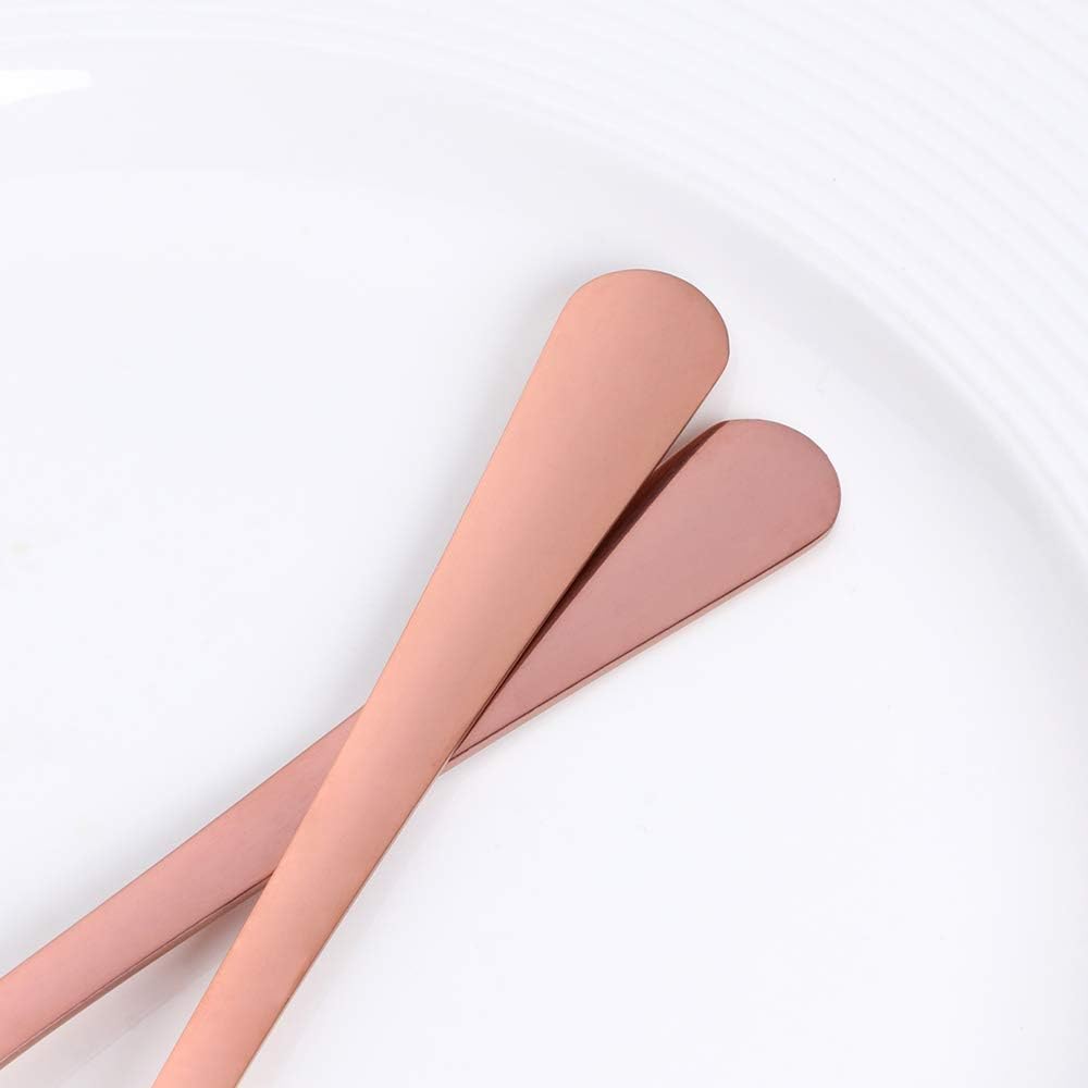 Colorful Teaspoons Silverware Set of 12 - Rose Gold 6-in Small Spoons Set, Food Grade Stainless Steel Tea Spoons Shiny Titanium Plating Dessert Spoon Coffee Spoon Dishwasher Safe