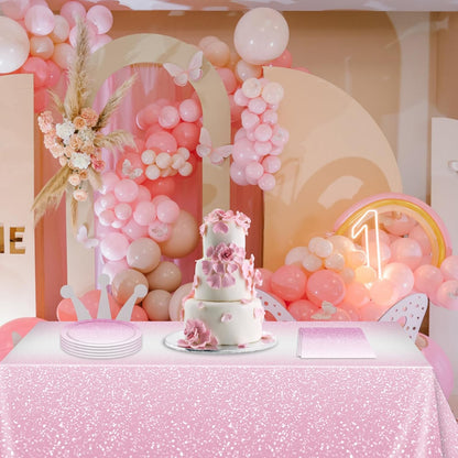 41Pcs Ombre Pink Party Decorations Gradient Pastel Pink Tableware Set Include Paper Plates Napkins Tablecloth丨Baby Shower Girls Woman Wedding Birthday Anniversary Party Decorations,Serves 20
