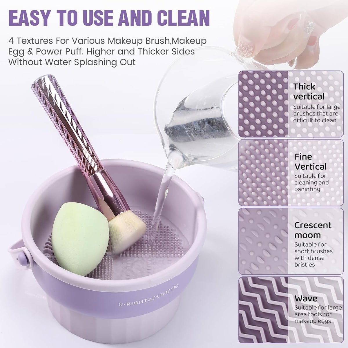 3 in 1 Silicone Makeup Brush Cleaner Bowl Makeup Brush Cleaner Mat（Pink）
