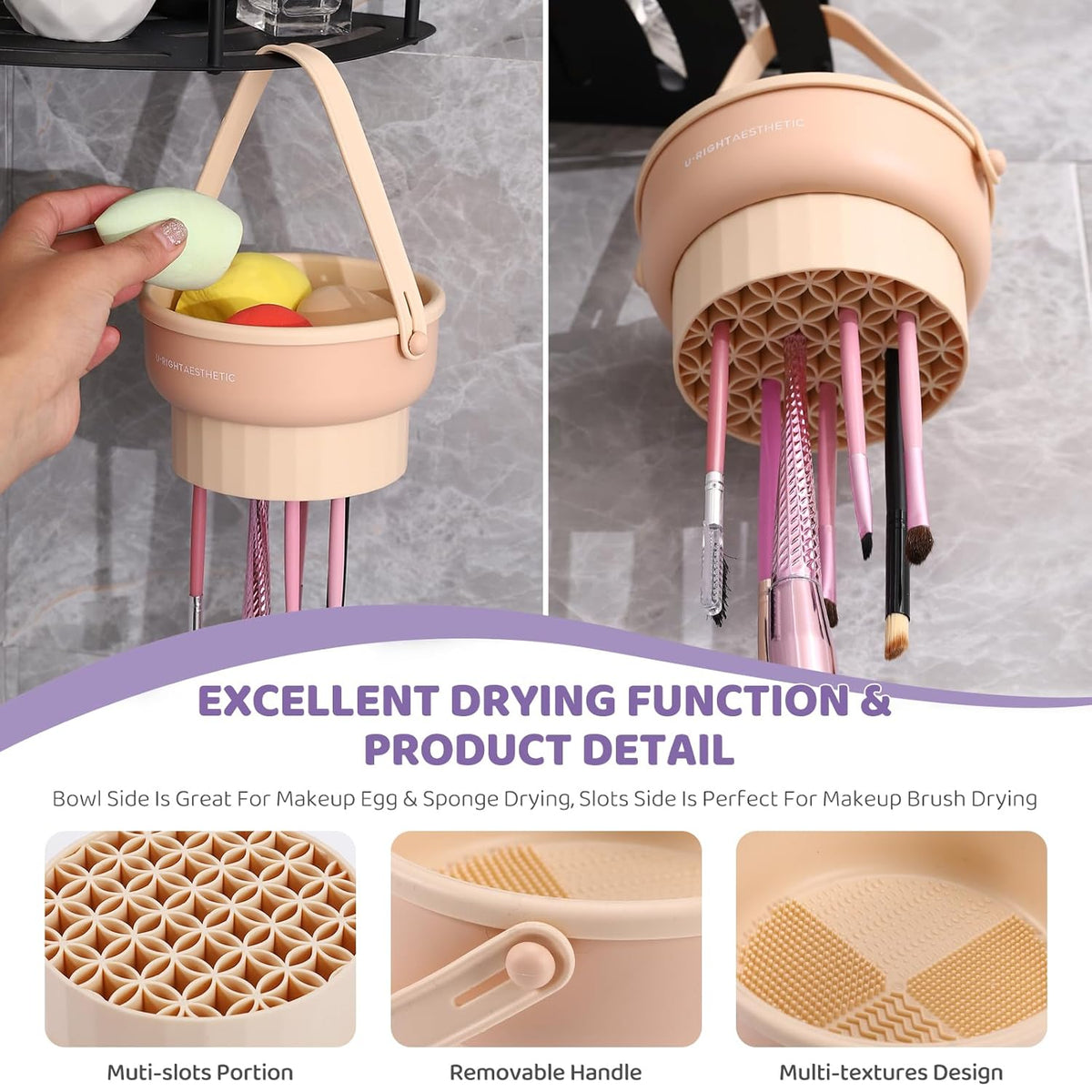 3 in 1 Silicone Makeup Brush Cleaner Bowl Makeup Brush Cleaner Mat（Pink）