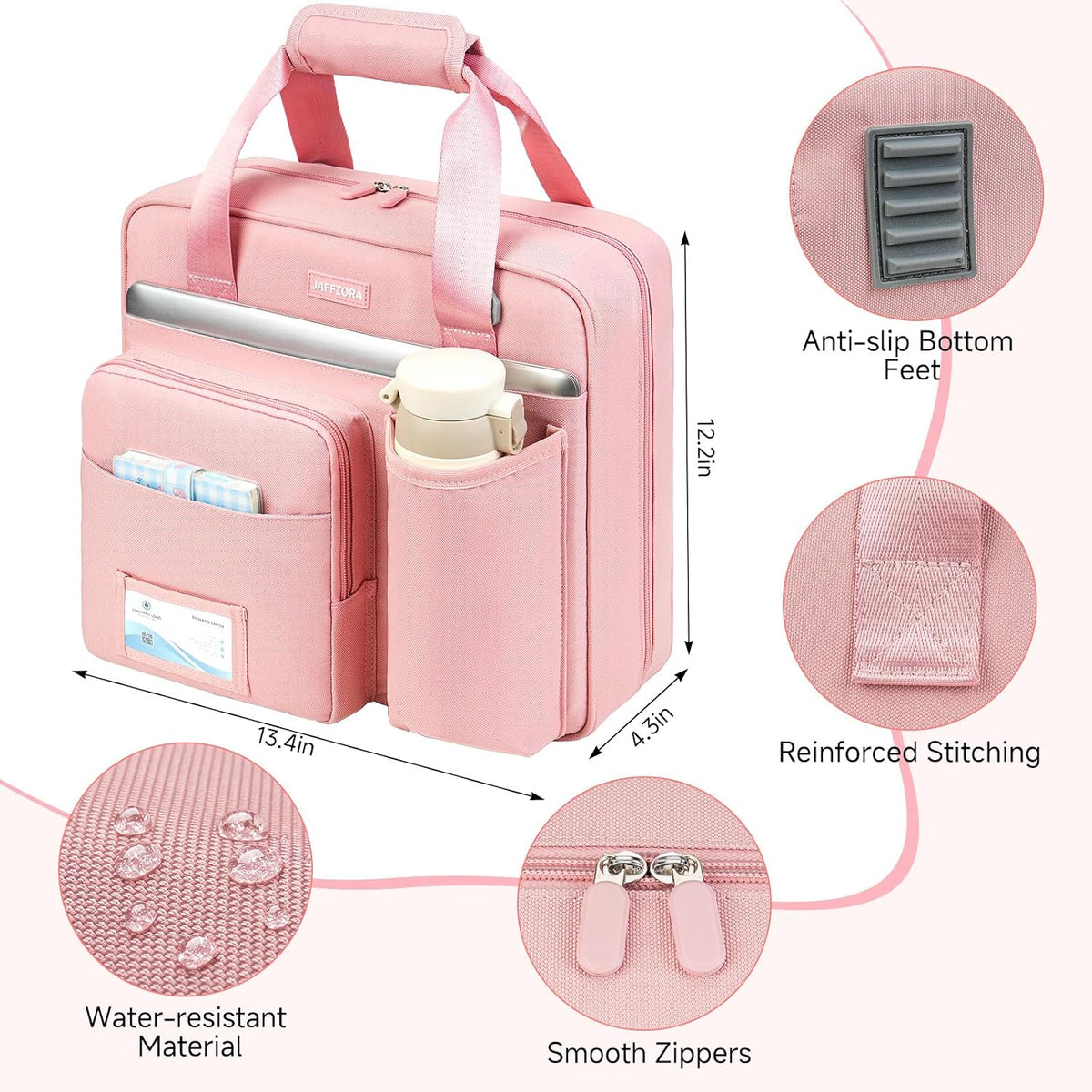 3 Ring Zipper Binder Bag, 3 Inch D-Ring 700 Sheet Capacity, Portable File Organizer with Removable Shoulder Strap & Multiple Pockets for School Office Travel Summer Study Back to School,Pink