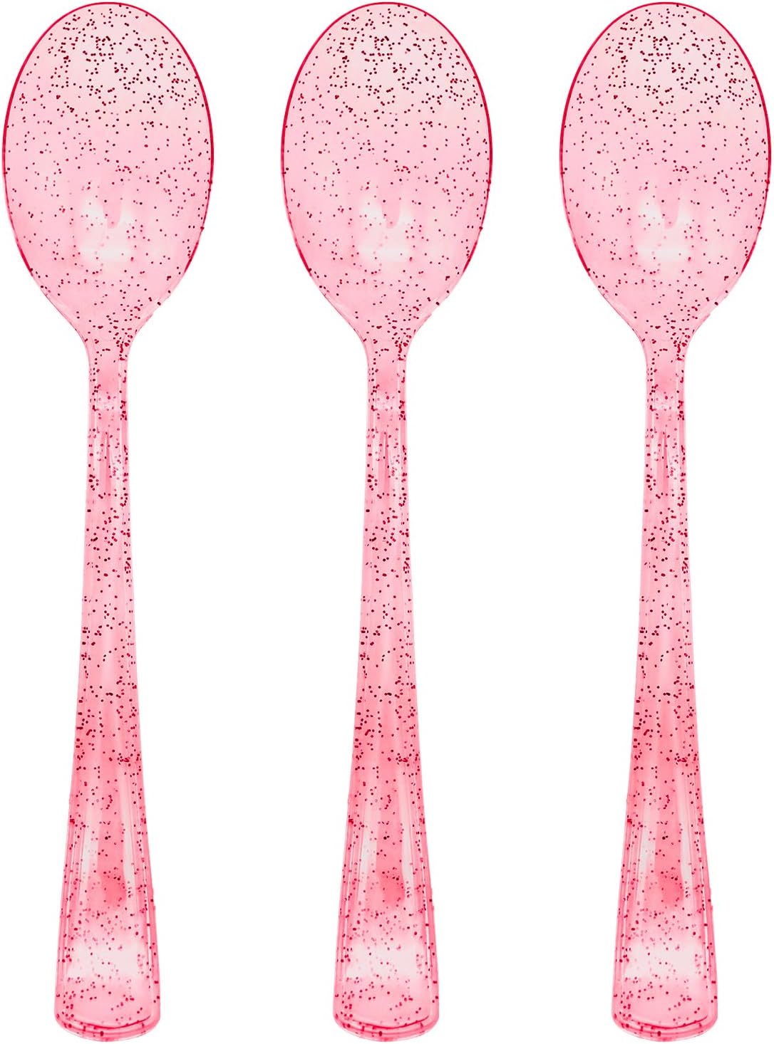 50 Pcs Pink Plastic Spoons Pink Spoons Disposable Utensils Heavy Duty Plastic Cutlery Set Disposable Cutlery Sets for Brithday, Valentine's Day,Wedding, Baby Shower, Bridal Shower