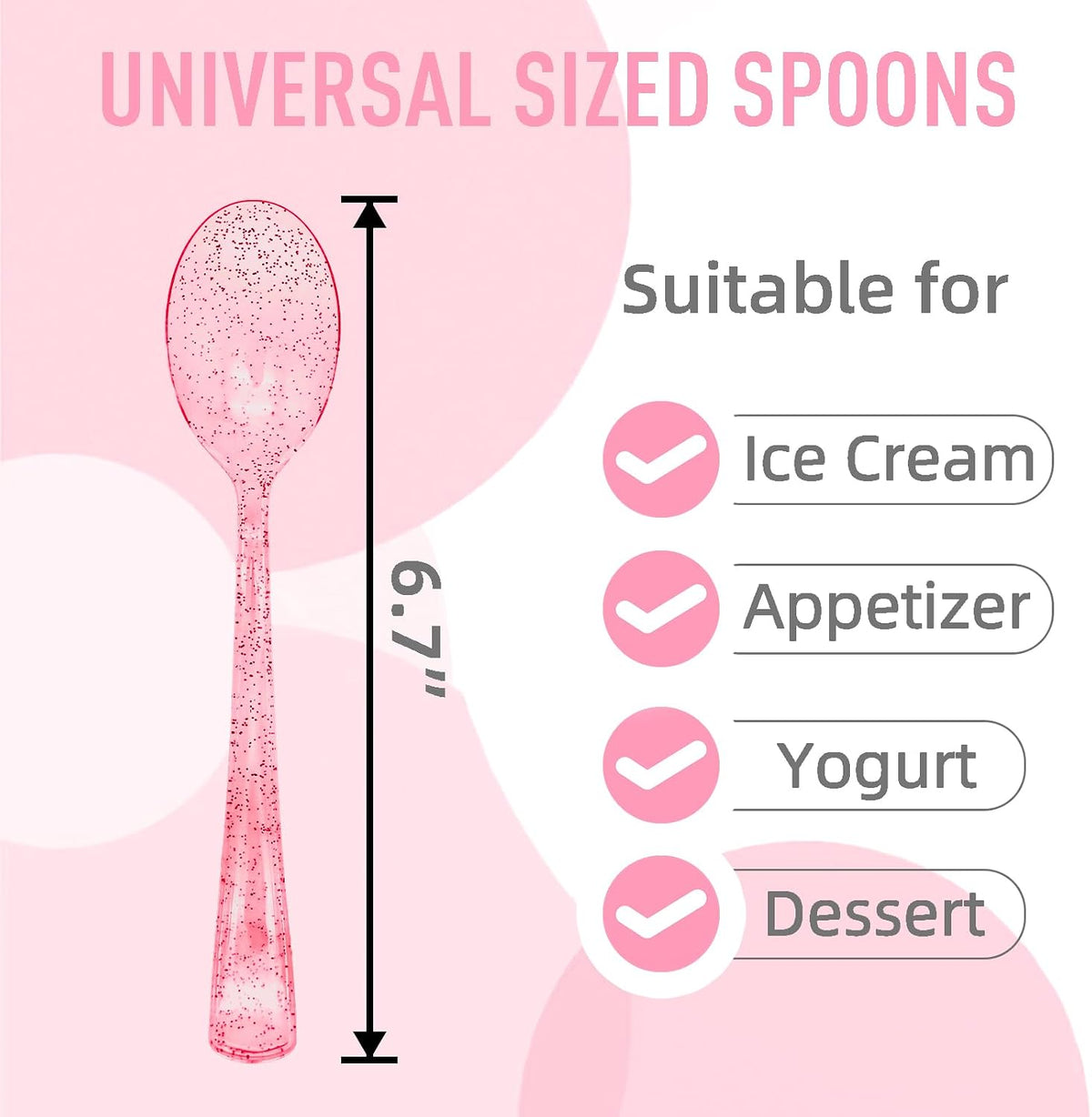 50 Pcs Pink Plastic Spoons Pink Spoons Disposable Utensils Heavy Duty Plastic Cutlery Set Disposable Cutlery Sets for Brithday, Valentine's Day,Wedding, Baby Shower, Bridal Shower