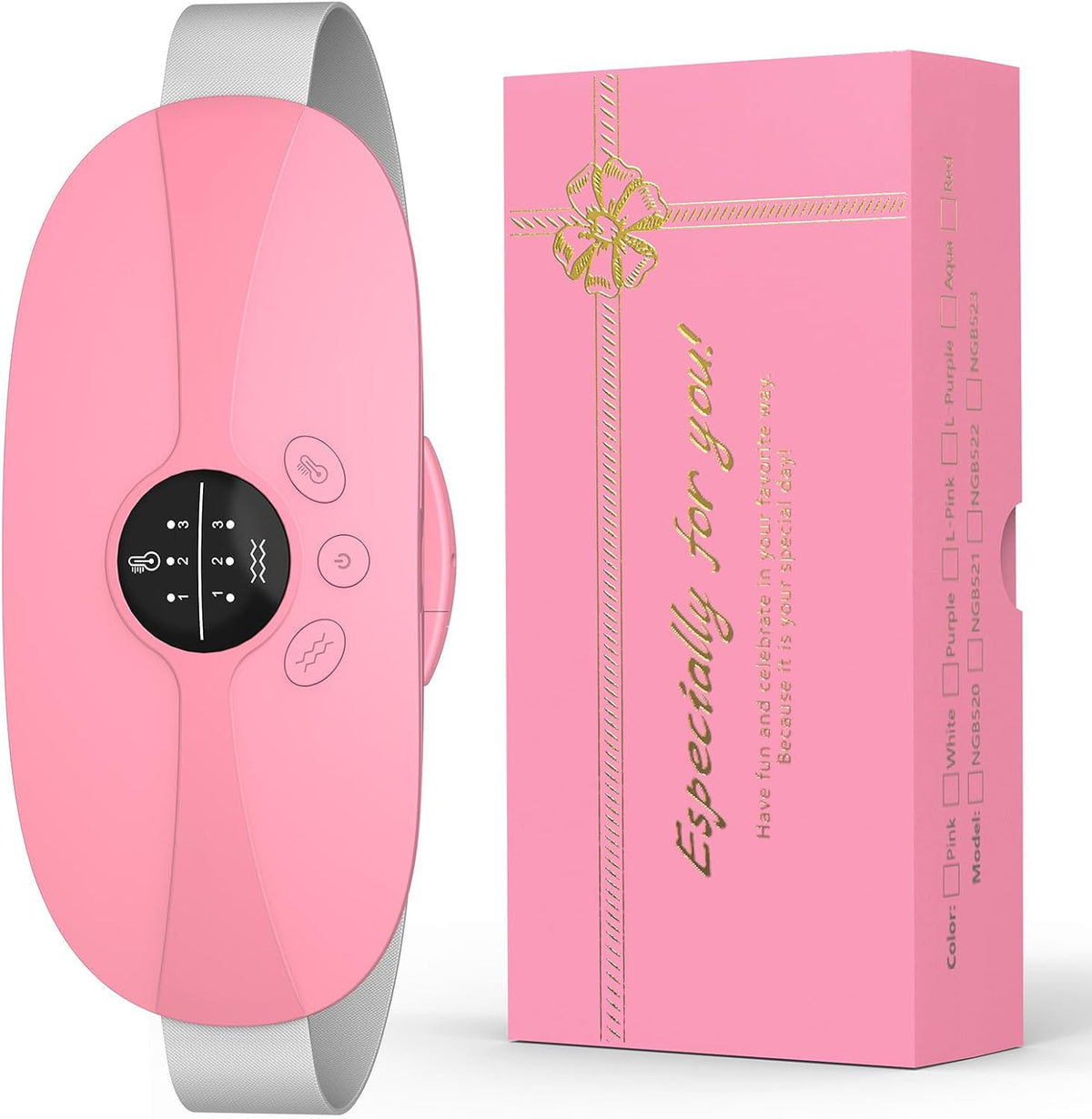 Portable Heating Pad for Cramps, Small Pink Heating Pad for Women
