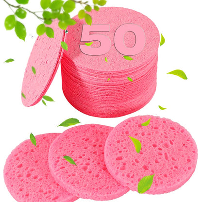 50 PCS Compressed Facial Sponges for Estheticians- 100% Natural Cellulose Face Sponge Professional Cosmetic Spa Sponges for Face Cleansing, Massage, Pore Exfoliating, Mask, Makeup Removal