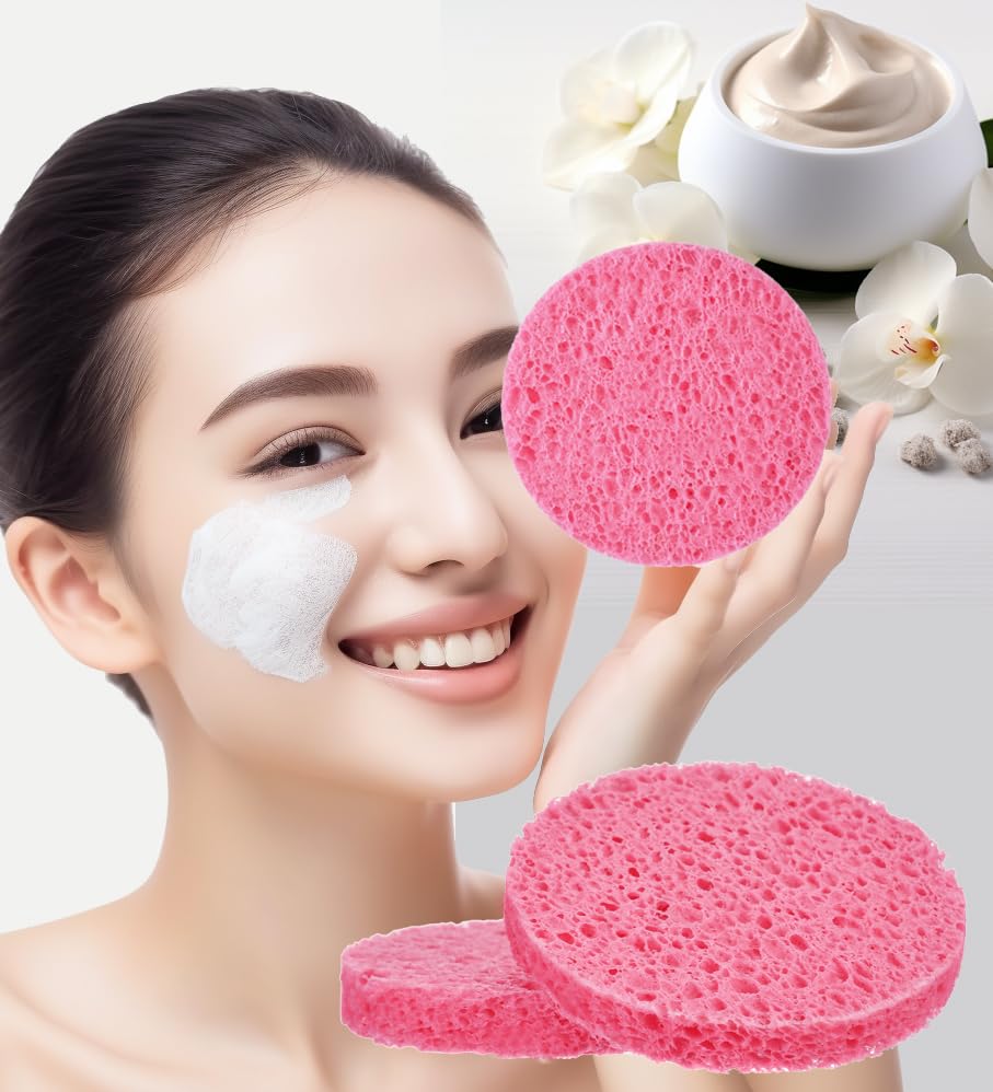 50 PCS Compressed Facial Sponges for Estheticians- 100% Natural Cellulose Face Sponge Professional Cosmetic Spa Sponges for Face Cleansing, Massage, Pore Exfoliating, Mask, Makeup Removal