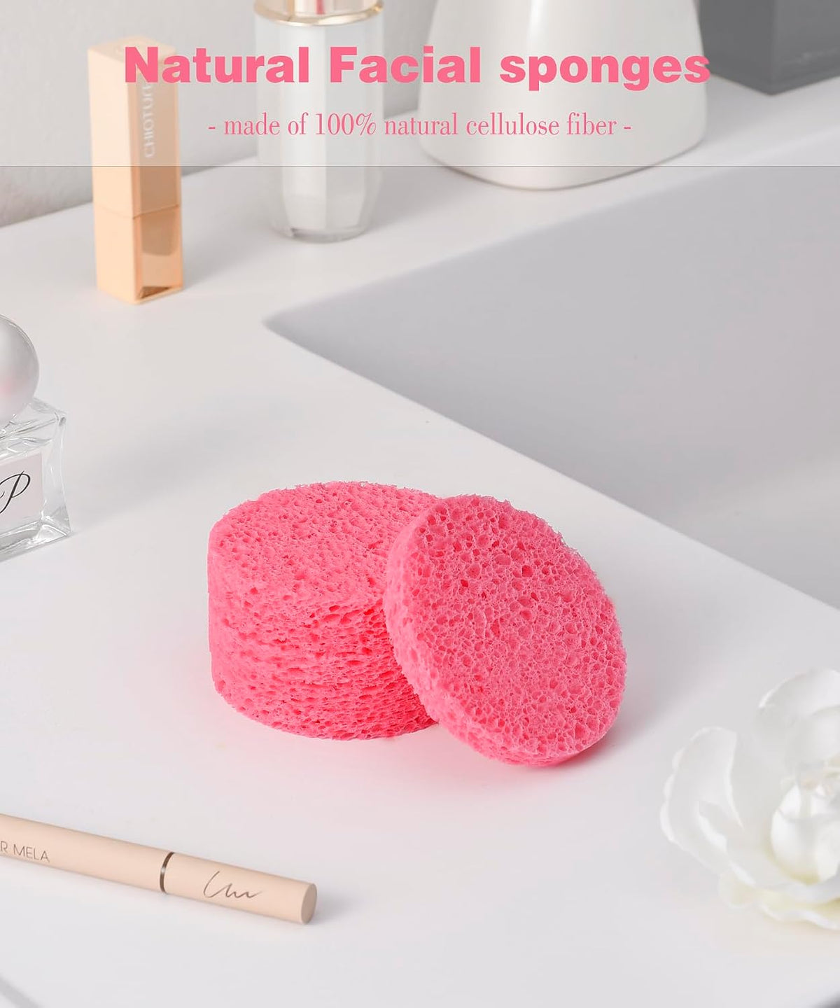 50 PCS Compressed Facial Sponges for Estheticians- 100% Natural Cellulose Face Sponge Professional Cosmetic Spa Sponges for Face Cleansing, Massage, Pore Exfoliating, Mask, Makeup Removal